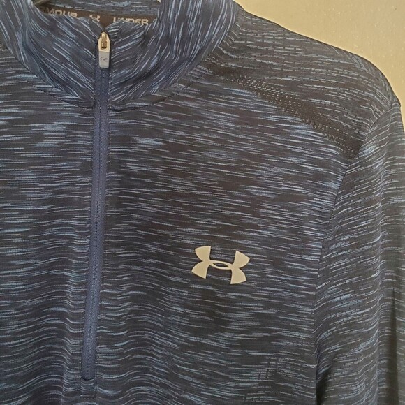 Under Armour Seamless 1/4 Zip Long Sleeve Shirt 1347752 Sz M Blue Heat Gear - Picture 7 of 14